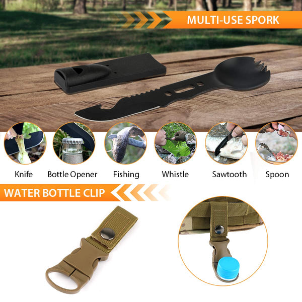 Puhibuox Emergency Survival Kit, 35 in 1 Survival Gear Kit Gift for Men Him, Tactical Defense Equitment Tool for Camping, Hiking, Hunting, Adventure Accessories