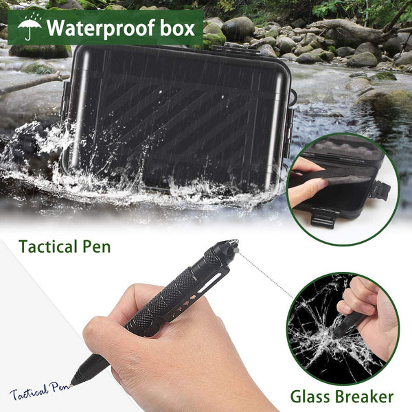 VF DONGFANG Survival kit,12in1 Survival Gear Gift for Him Men Husband Dad Boyfriend Boys，First aid kit for Hiking/Emergency kit.Survival Bracelet/Emergency Blanket/Tactical Flashlight-Camping Gear