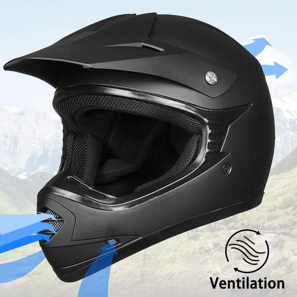 ILM Youth Kids ATV Motocross Dirt Bike Motorcycle BMX Downhill Off-Road MTB Mountain Bike Helmet DOT Approved (Youth-M, Matte Black)