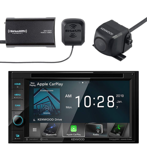 Kenwood 6.2" DVD Bluetooth in-Dash Double-DIN Stereo Touchscreen USB AUX Receiver, Kenwood Rearview Wide Angle View Backup Camera, SiriusXM Tuner