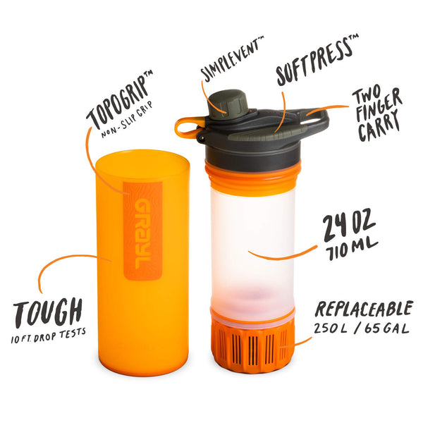 GRAYL Geopress 24 oz Water Purifier for Global Travel, Backpacking, Hiking, and Survival