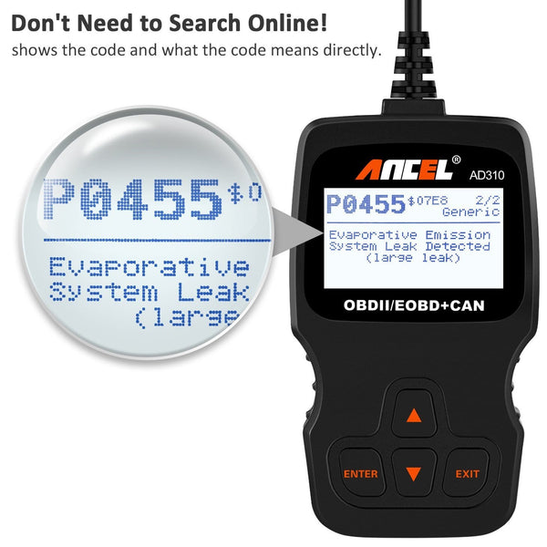 ANCEL AD310 Classic Enhanced Universal OBD II Scanner Car Engine Fault Code Reader CAN Diagnostic Scan Tool-Black