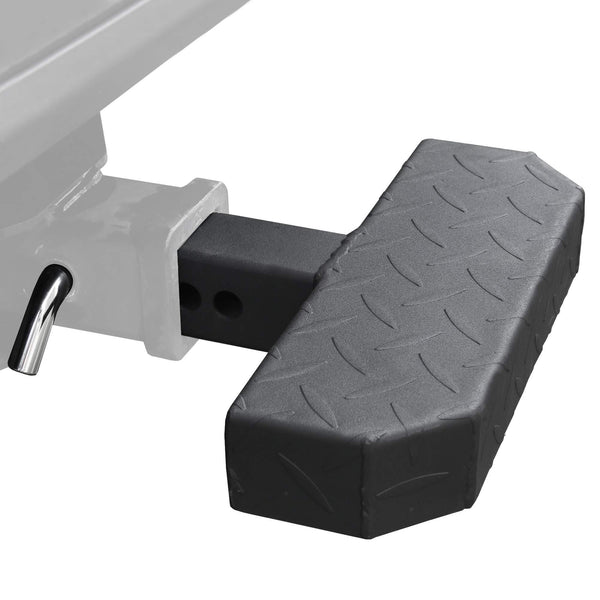 OKLEAD Heavy Duty Truck SUV Hitch Step Textured Black Towing Bumper Guard Hitch Steps Fits 2" Receivers Weight Capacity 220 LBS with Pin Lock and Stabilizer