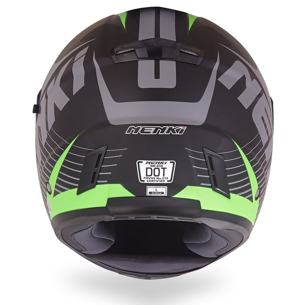 NENKI Helmets NK-856 Full Face Motorcycle Helmets DOT Approved With Iridium Red Visor and Inner Sun Shield,Fiberglass Shell (L,Matt Black & Green)