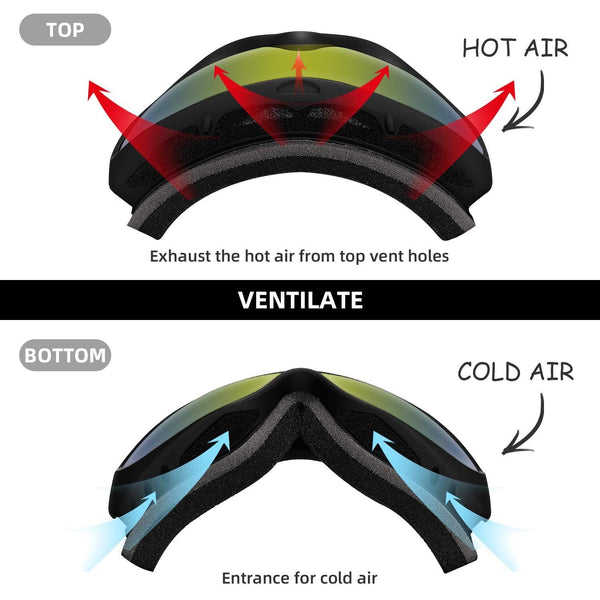 VELAZZIO Ski Goggles, Snowboard Goggles - Spherical Double Layer Anti-Fog 100% UV Protective Lens, Hydrophobic and Oleophobic Coating, Helmet Compatible, Medium Fit Snow Sports Goggles Men & Women