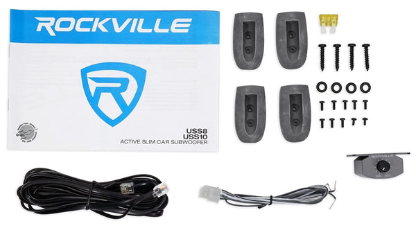 Rockville USS10 10" 800w Slim Under-Seat Powered Car/Truck Subwoofer Sub+Amp Kit