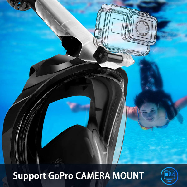 Greatever G2 Full Face Snorkel Mask with Latest Dry Top System,Foldable 180 Degree Panoramic View Snorkeling Mask with Camera Mount,Safe Breathing,Anti-Leak&Anti-Fog