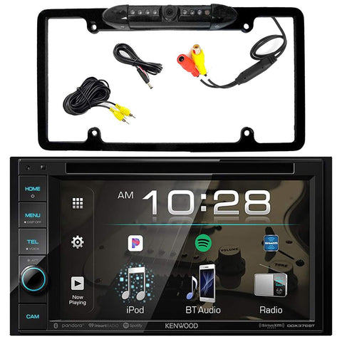 Kenwood Double-DIN USB Bluetooth DVD Multimedia AM/FM Stereo Radio Receiver w/ 6.2" Touch Panel, Enrock Car License Plate Frame Rear View Backup Night Vision Waterproof Camera