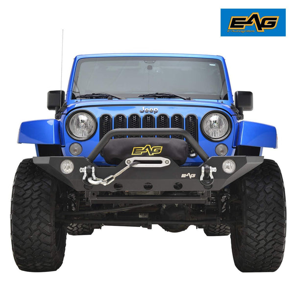 E-Autogrilles 51-0328 EAG 07-18 Jeep Wrangler JK Rock Crawler Off road Front Bumper with Winch Mounting Plate