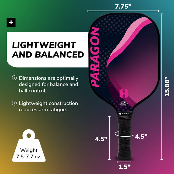Helium Paragon Pickleball Paddles Set of 4 - USAPA Certified - Graphite Fiberglass Surface, Lightweight Honeycomb Core