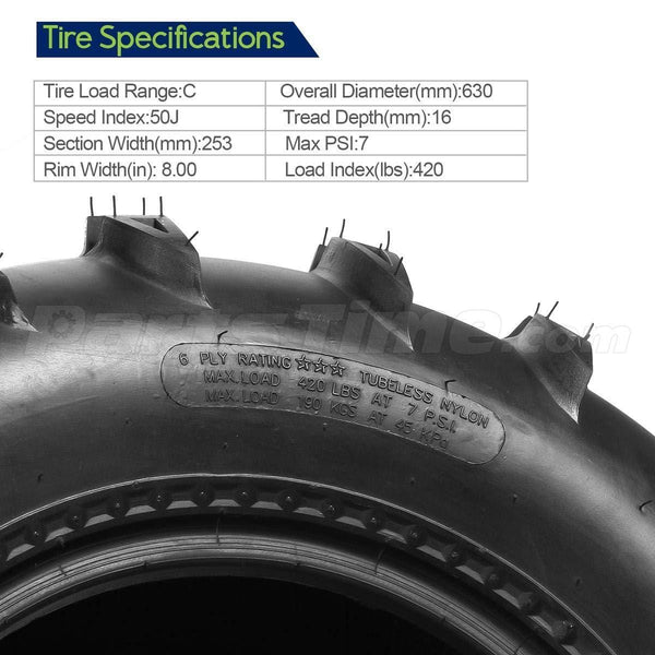 One Pair of MaxAuto ATV/UTV Rear Mud Tires 25x10-12 25x10x12 6PR Tubeless 50J