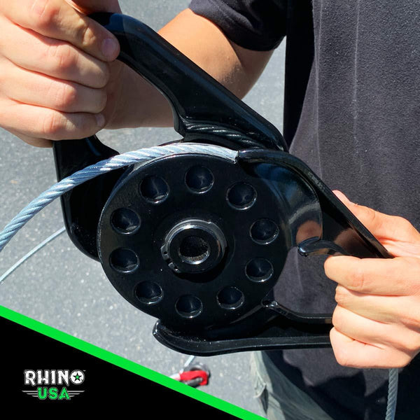 Rhino USA Snatch Block for Winch Recovery - Heavy Duty 13.5 Ton Break Strength - Compact Offroad Accessory for Jeep, Truck, UTV, ATV - Use with Tree Saver Tow Strap & Rhino USA Recovery Accessories