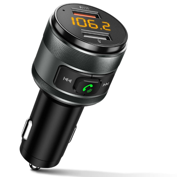 IMDEN Bluetooth FM transmitter for car, 3.0 Wireless Bluetooth FM Radio Adapter Music Player FM Transmitter/Car Kit with Hands Free Calling and 2 USB Ports Charger Support USB Drive