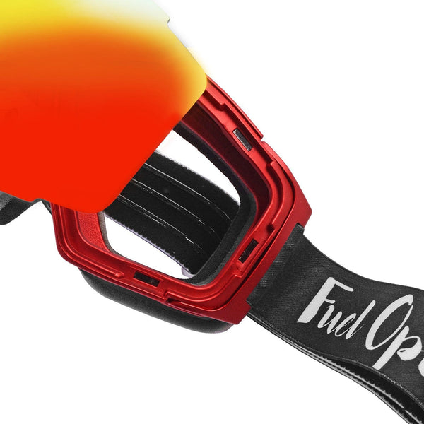 Fuel Optics High Performance Anti-Fog Ski and Snowboard Goggles with Magnetic Quick Change Lens | Helmet Compatible with Extra Long Adjustable Strap - Red