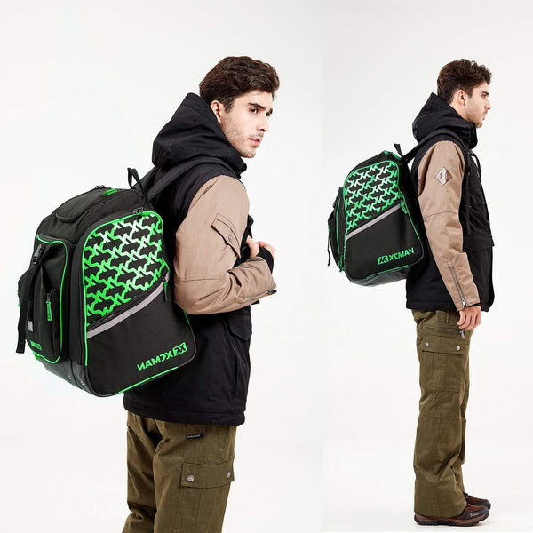 XCMAN Ski Boots and Snowboard Boot Backpack Bag, Excellent for Travel with Waterproof Exterior & Bottom,Green
