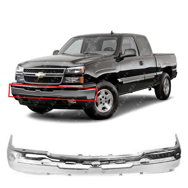 MBI AUTO - Chrome Steel, Front Bumper Face Bar for 2003-2006 Chevy Avalanche & Silverado 1500/2500 & 2007 Silverado Classic Pickup, GM1002416