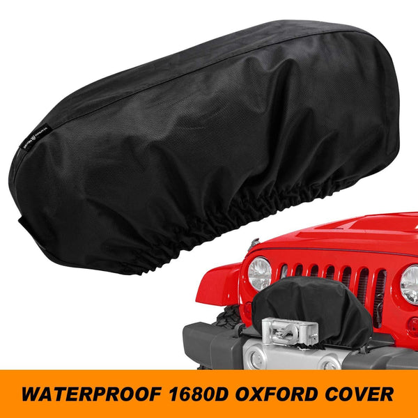 Seven Sparta Winch Cover for Electric Winch Up to 17500 Lbs, Waterproof Winch Protector, 1680D Oxford Winch Cover, 24" W x 10" H x 7" D (Black)