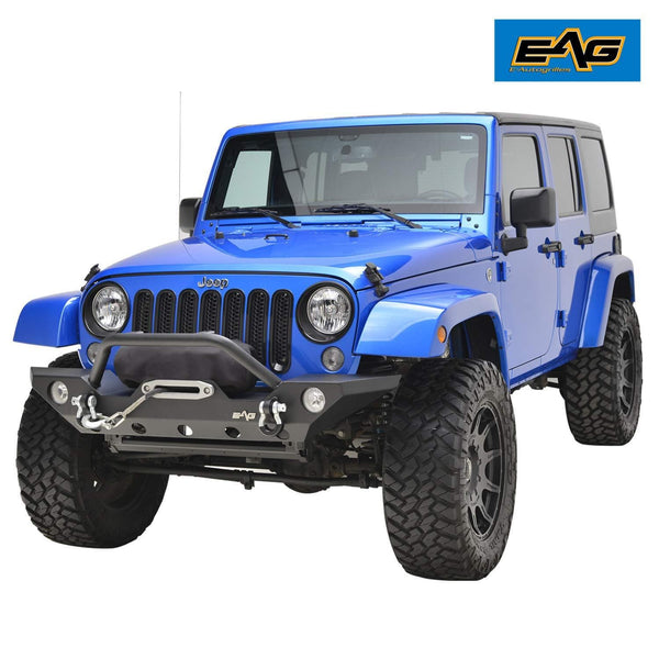 E-Autogrilles 51-0328 EAG 07-18 Jeep Wrangler JK Rock Crawler Off road Front Bumper with Winch Mounting Plate