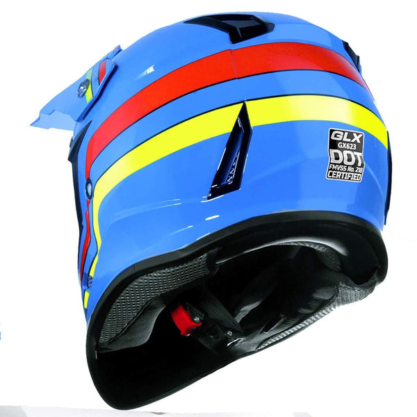 GLX Unisex-Child GX623 DOT Kids Youth ATV Off-Road Dirt Bike Motocross Helmet Gear Combo Gloves Goggles for Boys & Girls (Retro Blue, Medium)