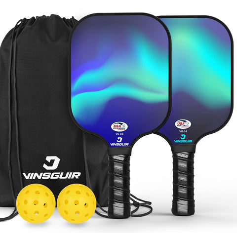 VINSGUIR Pickleball Paddles, USAPA Approved Fiberglass Pickleball Paddles Set of 2, Lightweight Pickleball Rackets with Pickleball Carrying Bag, Pickleball Gifts for Beginners & Pros (2 Rackets)