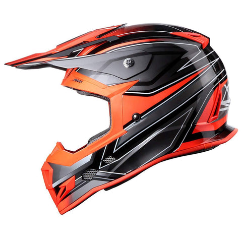 GLX Unisex-Adult GX23 Dirt Bike Off-Road Motocross ATV Motorcycle Helmet for Men Women, DOT Approved (Sear Orange, Medium)