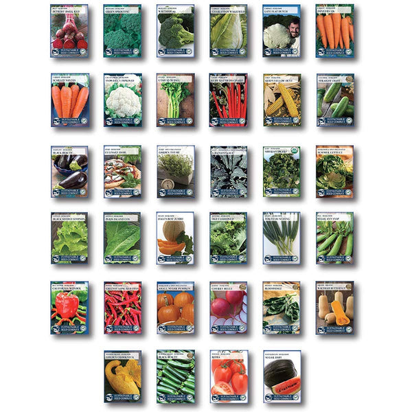 22,000 Non GMO Heirloom Vegetable Seeds, Survival Garden, Emergency Seed Vault, 33 VAR, Bug Out Bag - Beet, Broccoli, Carrot, Corn, Basil, Pumpkin, Radish, Tomato, More