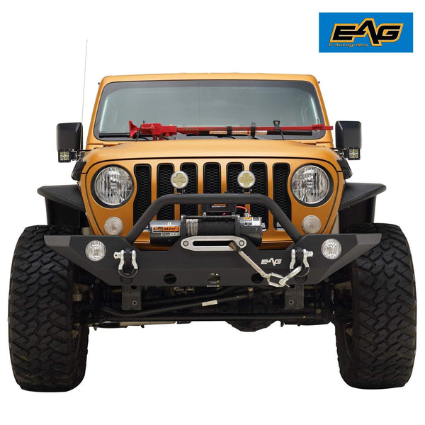 EAG Front Bumper with Fog Light Hole & Winch Plate Fit for 18-19 Jeep Wrangler JL