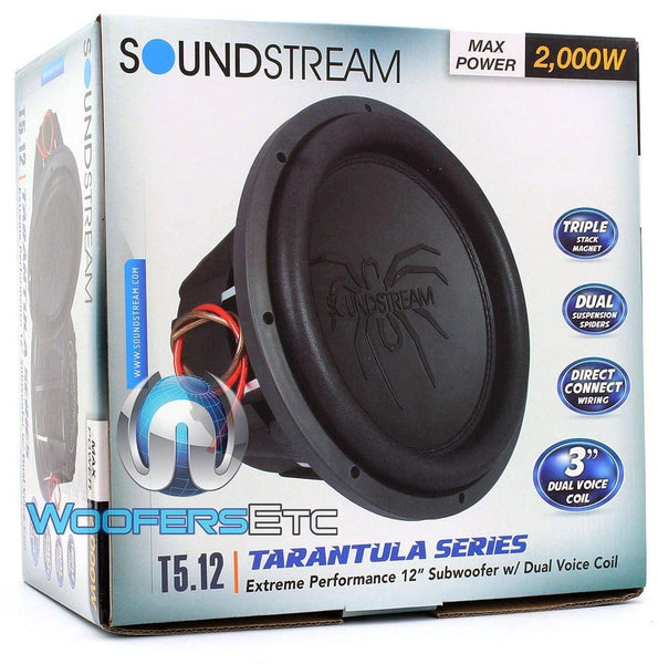 Soundstream 2000W Peak (1000W RMS) 12" Tarantula Dual 4-Ohm Car Subwoofer