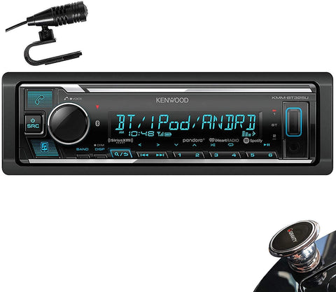 Kenwood KMM-BT325U Single Din Bluetooth SiriusXM Ready in-Dash Digital Media Car Stereo Receiver W/Spotify Control + Gravity Magnet Holder