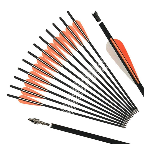 REEGOX 20 inch Carbon Crossbow Bolts Bio with 4-Inch Vanes(Pack of 12) Orange - Ultra Pickleball
