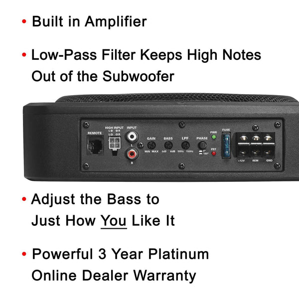 BOSS Audio Systems BAB10 Amplified Car Subwoofer - 1200 Watts Max Power, Low Profile, 10 Inch Subwoofer, Remote Subwoofer Control, Great for Vehicles That Need Bass But Have Limited Space