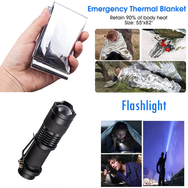 SPUNKER Survival Gear - 15 in 1 Emergency Backpack Survival Kit - Survival Tool for Camping, Hiking, Hunting, Fishing - Gifts for Men Dad Husband Boyfriend Teen Boy