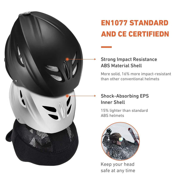 OMORC Ski Helmet,ASTM Certified Safety Ski Helmet for Men,Women&Youth,Goggles&Audio Compatible and Lightweight Ski Helmet,Adjustable Venting,Dial Fit,Detachable Ear Flaps and Velvet Lining