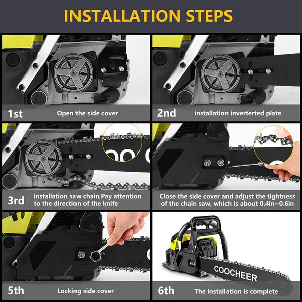 OppsDecor XP2300 58cc Gas Powered Chainsaw, 20 Inch 2 Stroke Handed Petrol Gasoline Chain Saw for Cutting Wood with Tool Kit,Garden Farm Home Use (US Stock) (Light Green)