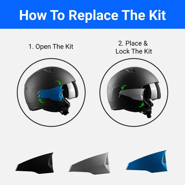 Westt Rover Open Face Motorcycle Helmet DOT Approved with Sunshield + 3 Interchangeable Side Parts