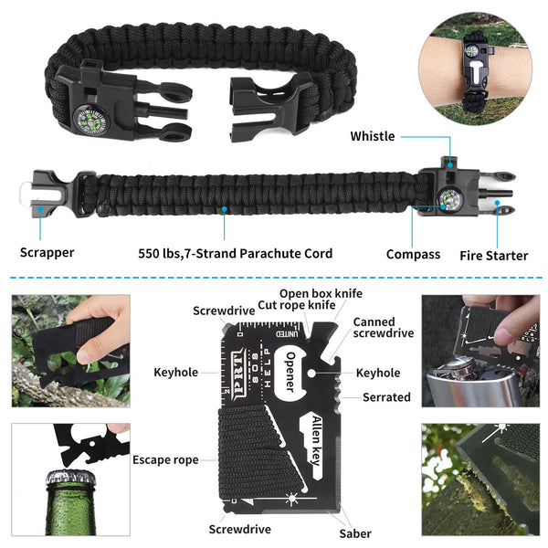 Gifts for Men Him Boys, Upgraded Survival Gear Kit 15 in 1 for Dad, Fishing Hunting Camping Birthday Gifts Ideas for Him Boyfriend, Emergency Tool Gift Ideas for Teen Boy Husband