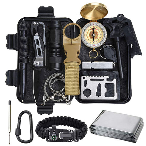 Lanqi Gifts for Men, Emergency Survival kit 16 in 1, Survival Gear, Tactical Survival Tool for Cars, Camping, Hiking, Hunting, Fishing (Survival kit 1)
