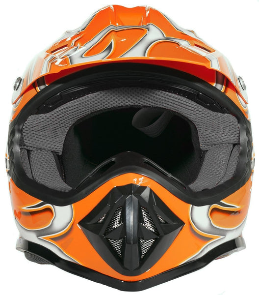 Typhoon Youth Kids Off Road Gear Combo Helmet Gloves and Goggles - Orange (Medium)