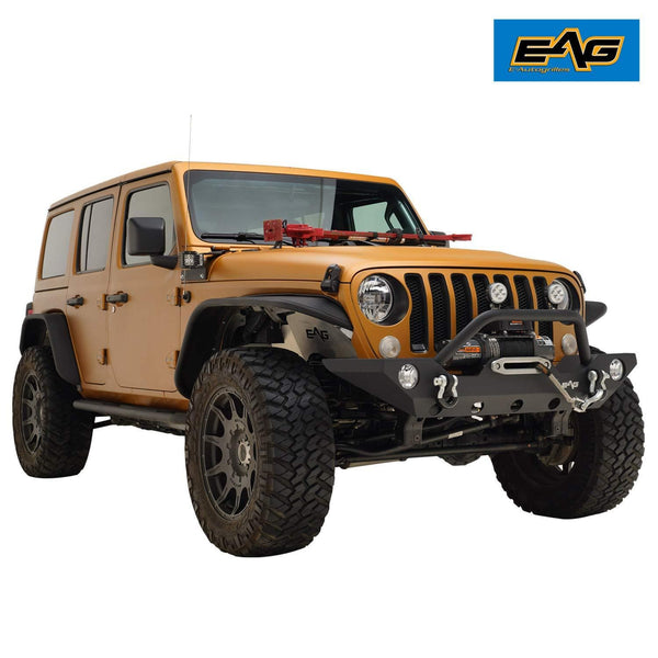EAG Front Bumper with Fog Light Hole & Winch Plate Fit for 18-19 Jeep Wrangler JL