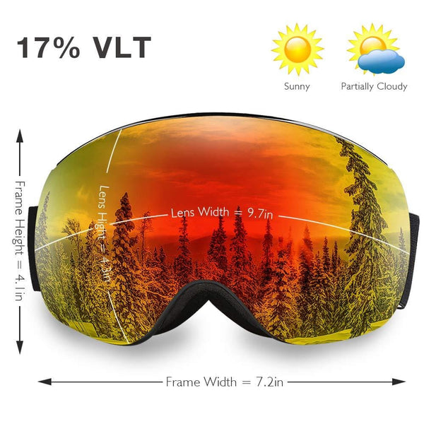 AKASO OTG Ski Goggles, Snowboard Goggles, Mag-Pro Magnetic Interchangeable Lenses, Anti-Fog, 100% UV Protection, Helmet Compatible, Snow Goggles for Men & Women, Free Balaclava Ski Mask Included