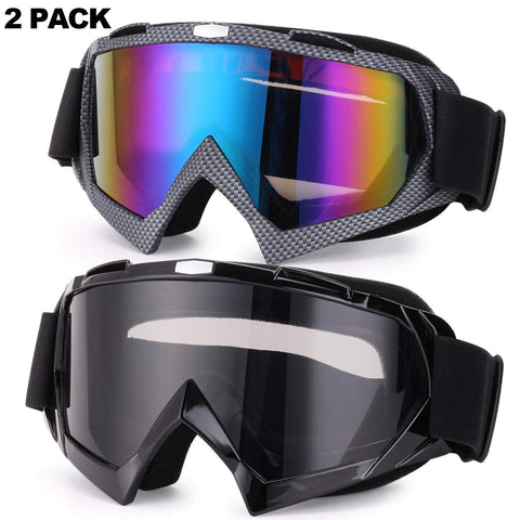 Rngeo Ski Goggles, 2 Pack Snowboard Goggles for Men, Women, Youth, with Durable ABS Frame, UV 400 Protection, Wind Resistance, Anti-Glare Lenses & Soft Foam (2 Colors in 1)
