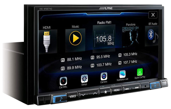 Alpine INE-W987HD 7" Mech-Less 3D&2D Navigation Receiver w/Apple Car Play & Android Auto Bluetooth HDMI Single Din AM/FM Multimedia Touchscreen Car Stereo