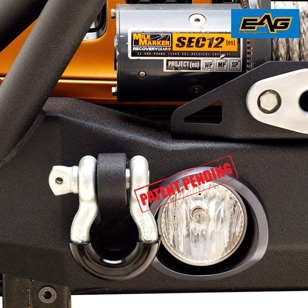 EAG Stubby Front Bumper with Fog Light Hole and Light Frame Fit for 18-19 Jeep Wrangler JL