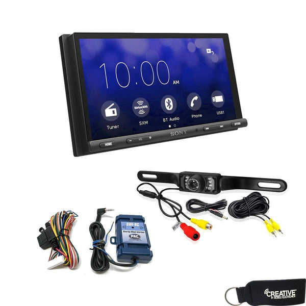 Sony XAV-AX5000 Compatible with CarPlay & Android Auto Receiver + Rear View Camera & Steering Wheel Interface
