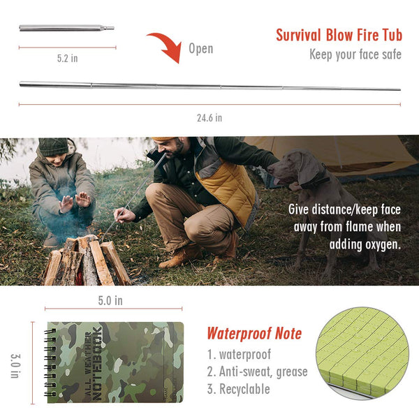 EILIKS Survival Kits 47 in 1 Outdoor Emergency SOS Survival Gear Kits for Car Camping Hiking Trekking Wild Adventure Earthquake Survive Tool for Him Father Husband Men Dad Boyfriend Gift