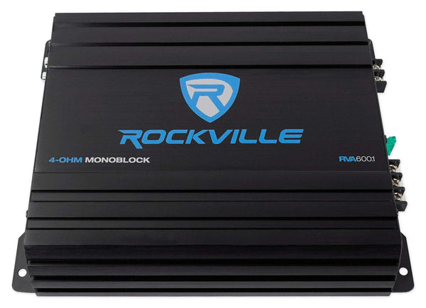 Rockville RV12.1B 600w 12" Loaded Car Subwoofer Enclosure+Mono Amplifier+Amp Kit