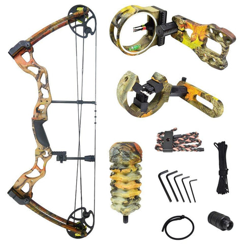 iGlow 40-70 lbs Autumn Camouflage Camo Archery Hunting Compound Bow with Premium Kit 175 150 60 55 30 lb Crossbow
