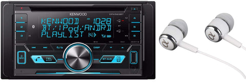 Kenwood Double-DIN In-Dash CD/MP3/USB Bluetooth AM/FM Car Stereo Receiver High Resolution Audio Compatibility Pandora/iHeart Radio/Spotify/iPhone and Android App Ready with ALPHASONIK EARBUDS