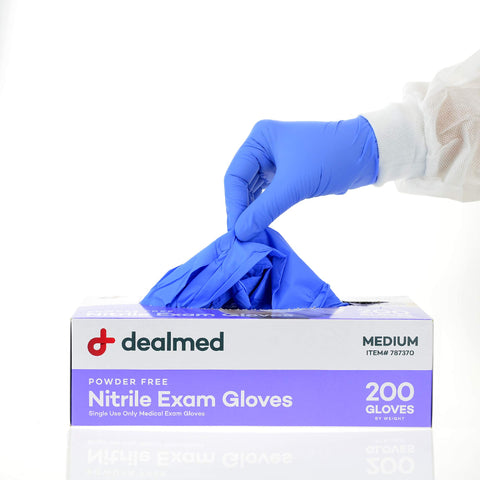 Dealmed Brand Nitrile Medical Grade Exam Gloves, Disposable, Latex-Free, 200 Count, Size Medium