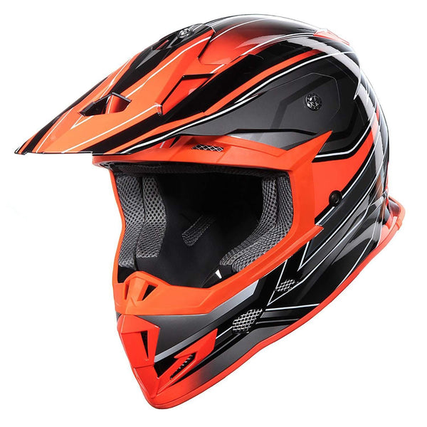 GLX Unisex-Adult GX23 Dirt Bike Off-Road Motocross ATV Motorcycle Helmet for Men Women, DOT Approved (Sear Orange, Medium)
